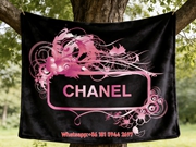 Luxury Pink Floral Chanel Flannel Sofa Throw Blanket IMG_7012